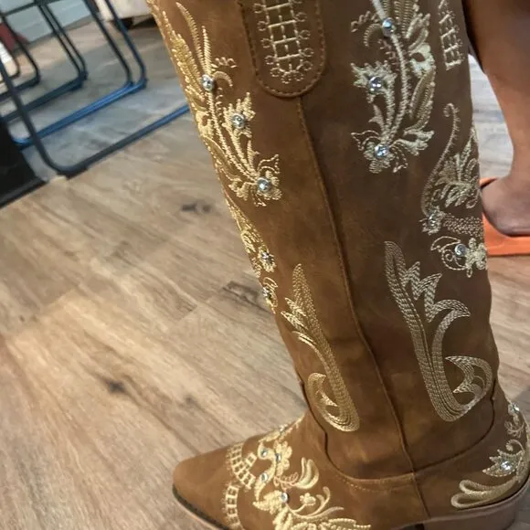 Wide Calf Knee High Cowgirl boots