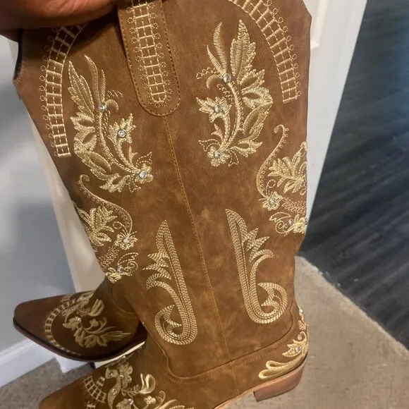 Wide Calf Knee High Cowgirl boots
