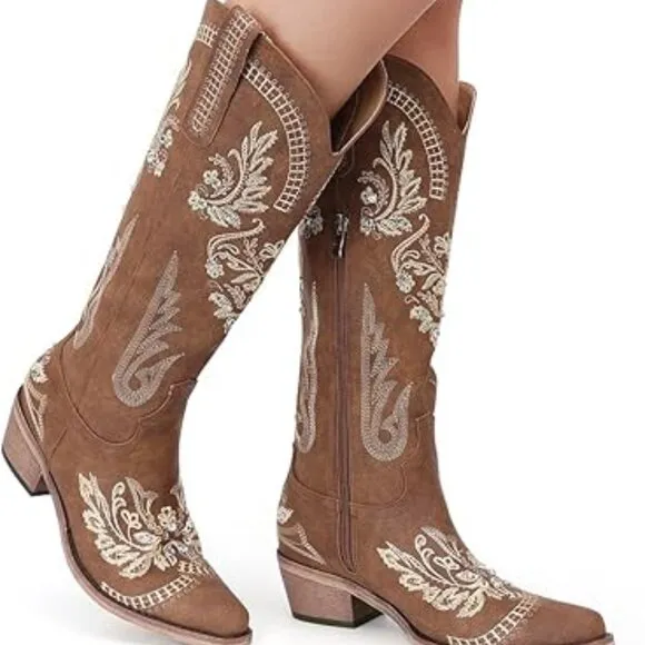 Wide Calf Knee High Cowgirl boots