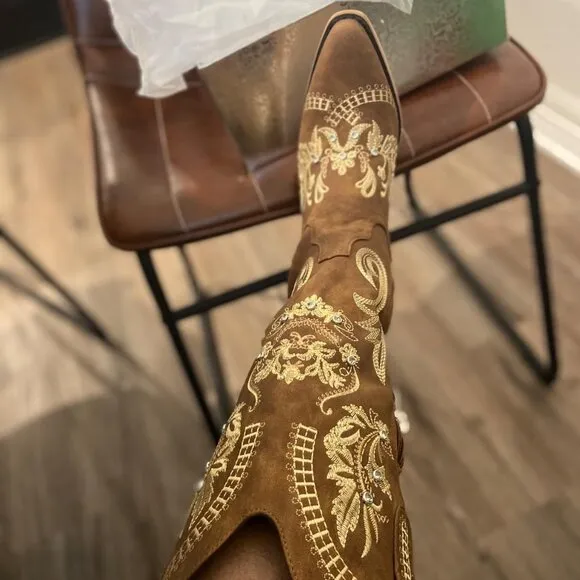 Wide Calf Knee High Cowgirl boots