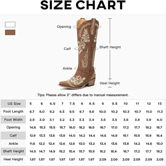 Wide Calf Knee High Cowgirl boots
