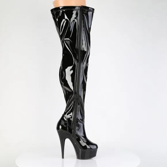 Wide Calf Stretch Platform Thigh High Boots