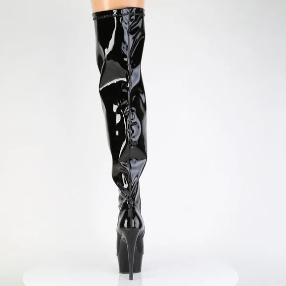 Wide Calf Stretch Platform Thigh High Boots