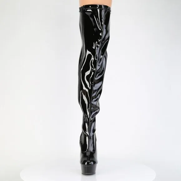 Wide Calf Stretch Platform Thigh High Boots