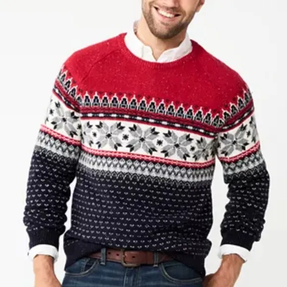 Winter Fair Isle Knit Sweater Thick Warm Sz XL Like New NWOT