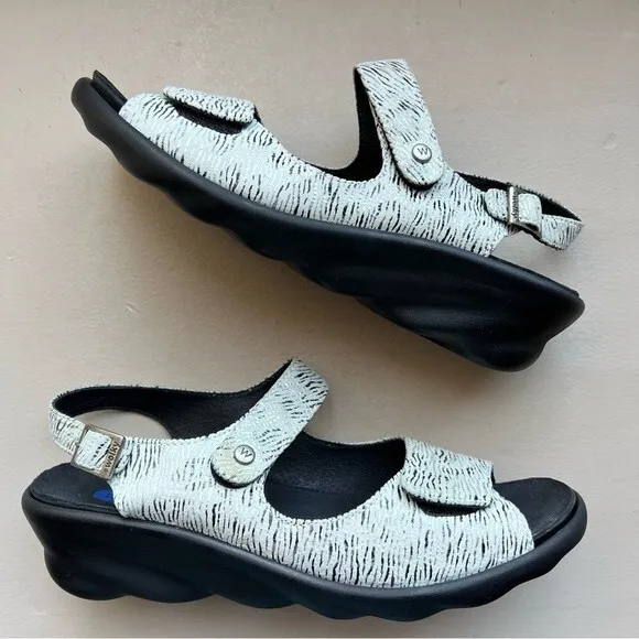 Wolky Double Hook &amp; Loop Strap Wedge Heeled Walking Sandals Women EU 40 US 9