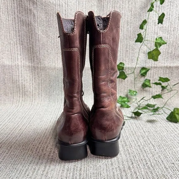 Wolky Women’s Brown Boots Calf High Leather Zip Lace up Up Boot 4.5
