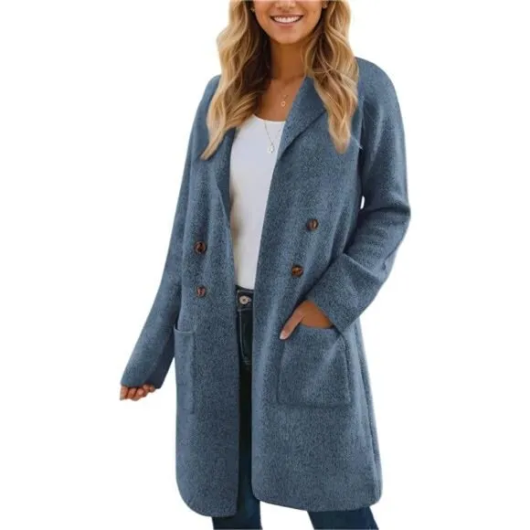 Women Fall Long Cardigan Sweater Trendy Hazeblue