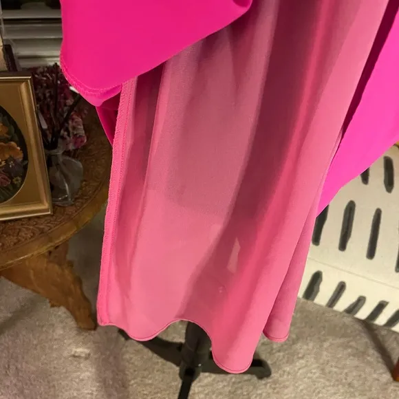 Women’s Amanda Uprichard Hot Pink Babydoll Dress w/Lace Up Back &amp; Ruffle Sleeves