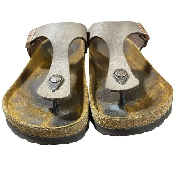 Women's Birkenstock Gizeh Birko-Flor Brown Thong Sandals Size 37