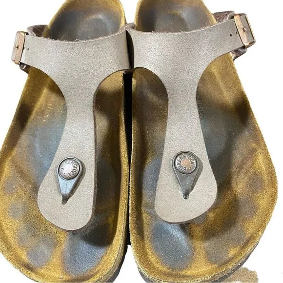 Women's Birkenstock Gizeh Birko-Flor Brown Thong Sandals Size 37