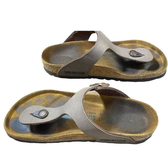 Women's Birkenstock Gizeh Birko-Flor Brown Thong Sandals Size 37
