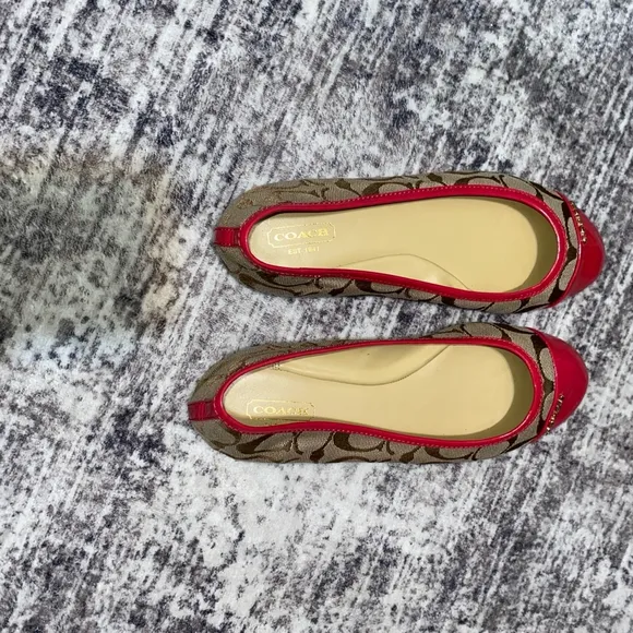 Women's Coach Ballet Flats Size 7.5 Brown and Pink