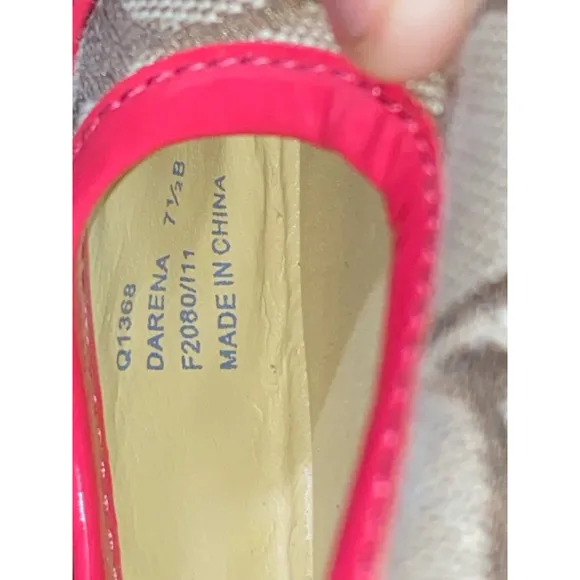 Women's Coach Ballet Flats Size 7.5 Brown and Pink