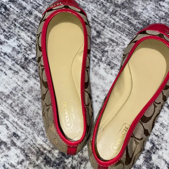 Women's Coach Ballet Flats Size 7.5 Brown and Pink