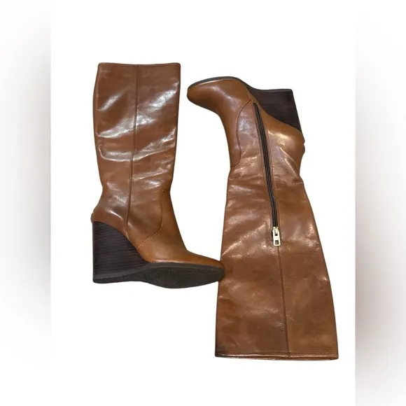 Women’s Size 7B Brown Leather‎ Coach Knee High Boots Della Calf