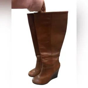 Women’s Size 7B Brown Leather‎ Coach Knee High Boots Della Calf