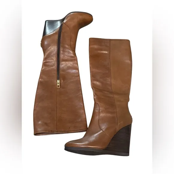Women’s Size 7B Brown Leather‎ Coach Knee High Boots Della Calf