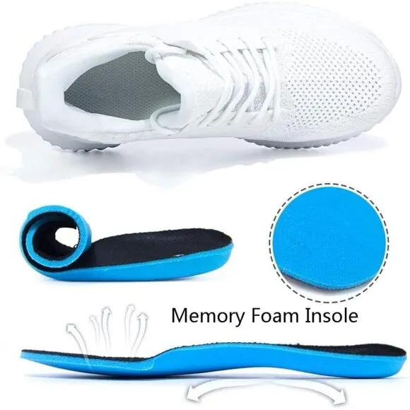 Womens White Walking Shoes Lightweight Sneakers for Gym