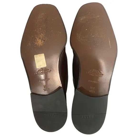 Y2K 90s Bally Burgundy Leather Kiltie Tassel Loafers w Gold | Men 10D