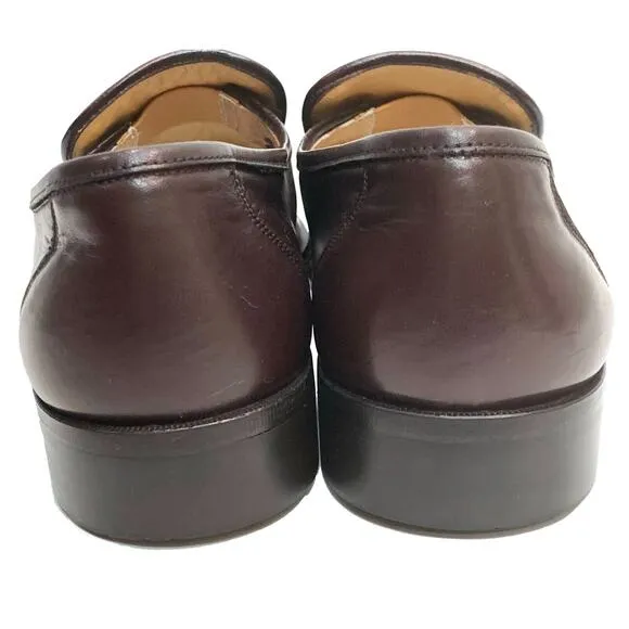 Y2K 90s Bally Burgundy Leather Kiltie Tassel Loafers w Gold | Men 10D