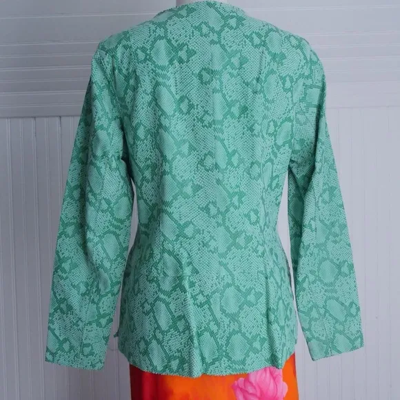 Y2k Chi by Falchi mint green python print leather jacket