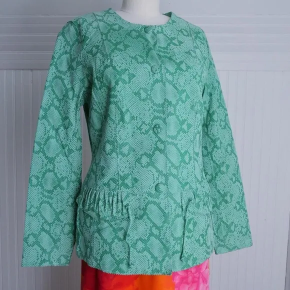Y2k Chi by Falchi mint green python print leather jacket