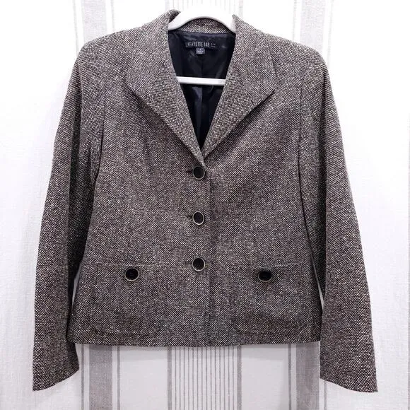 Y2K LAFAYETTE 148 NY Blazer Womens 4 Cropped Academia Tweed