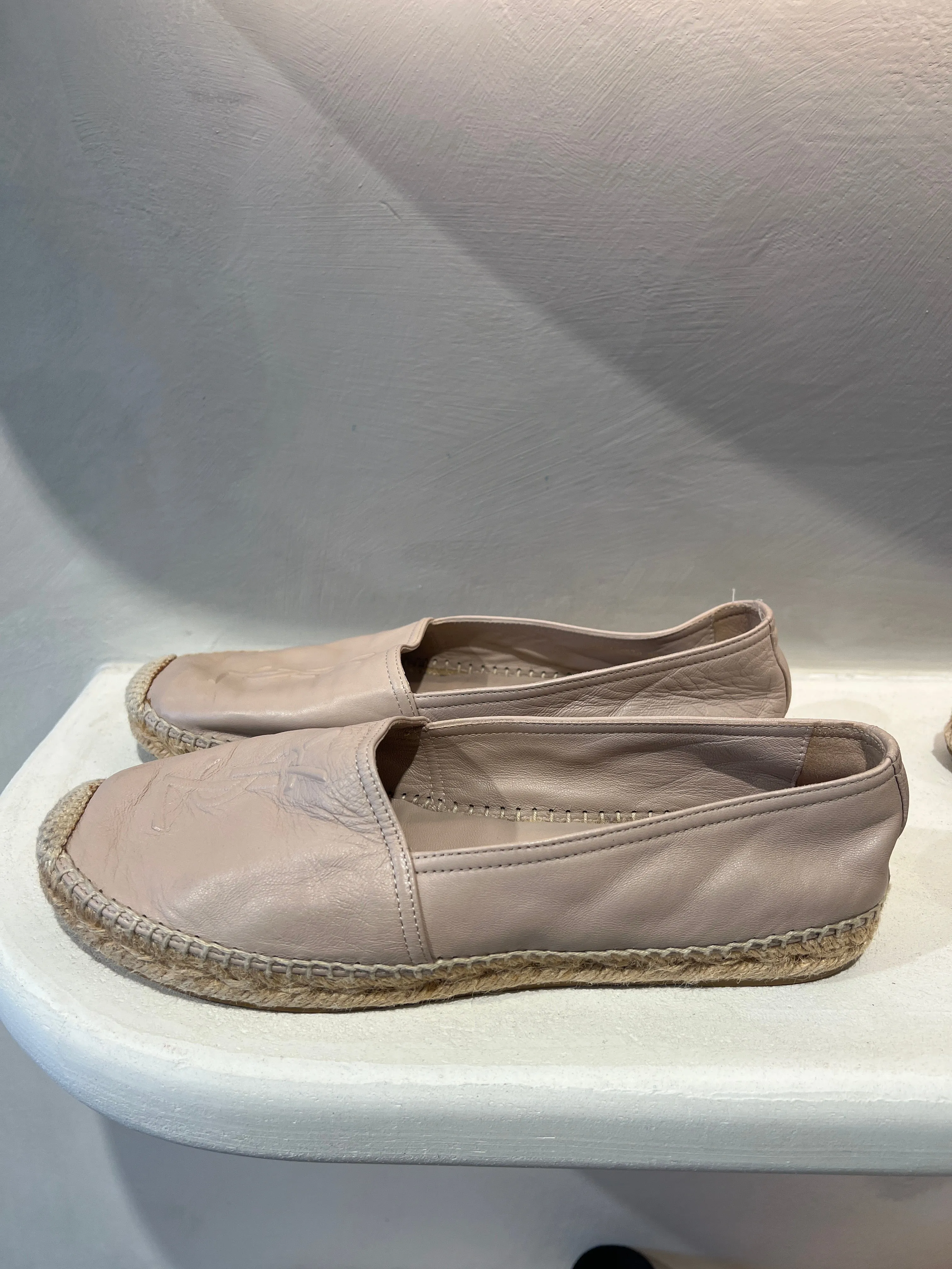 YSL Beige Leather Espadrilles, 39