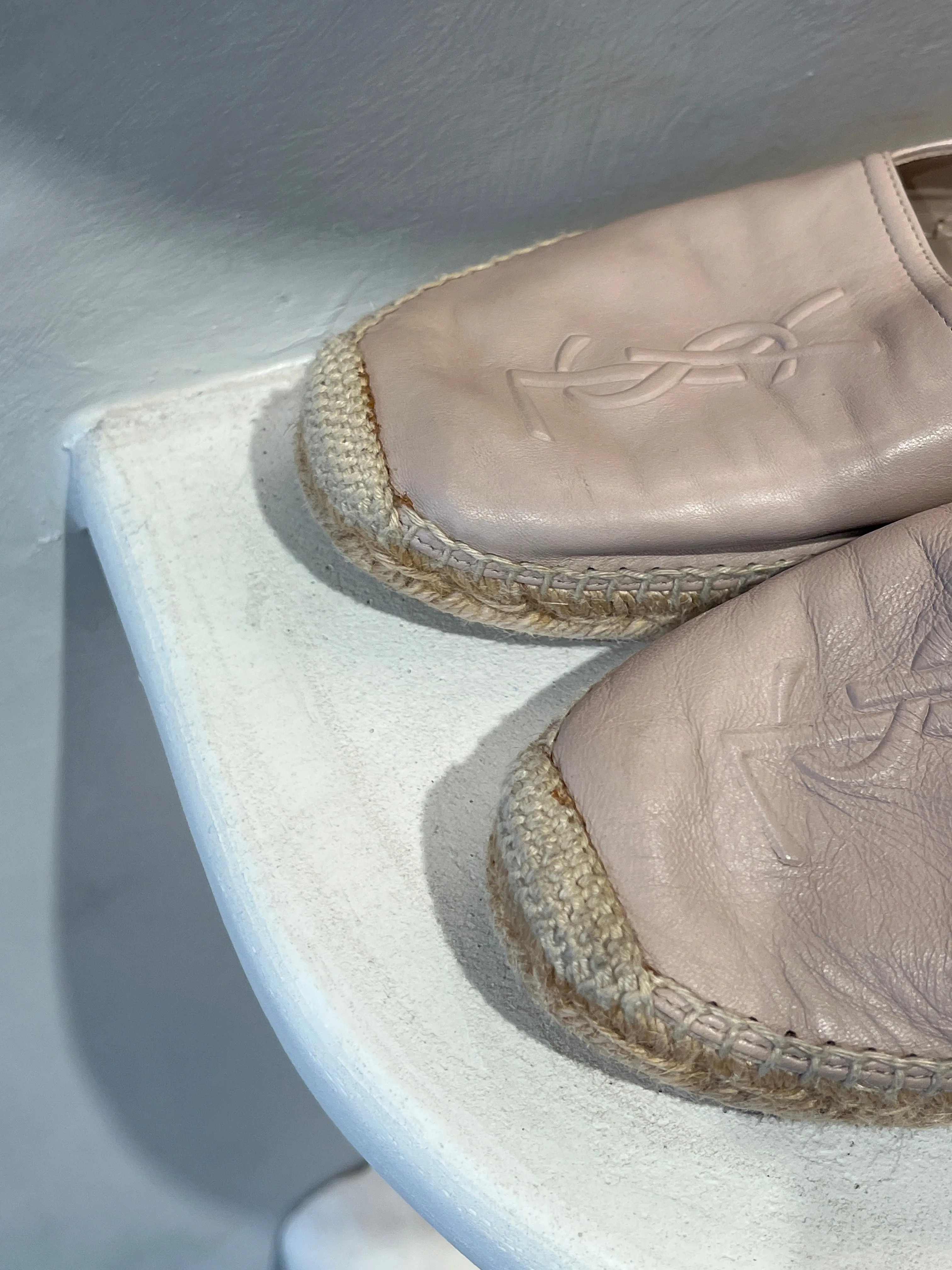 YSL Beige Leather Espadrilles, 39