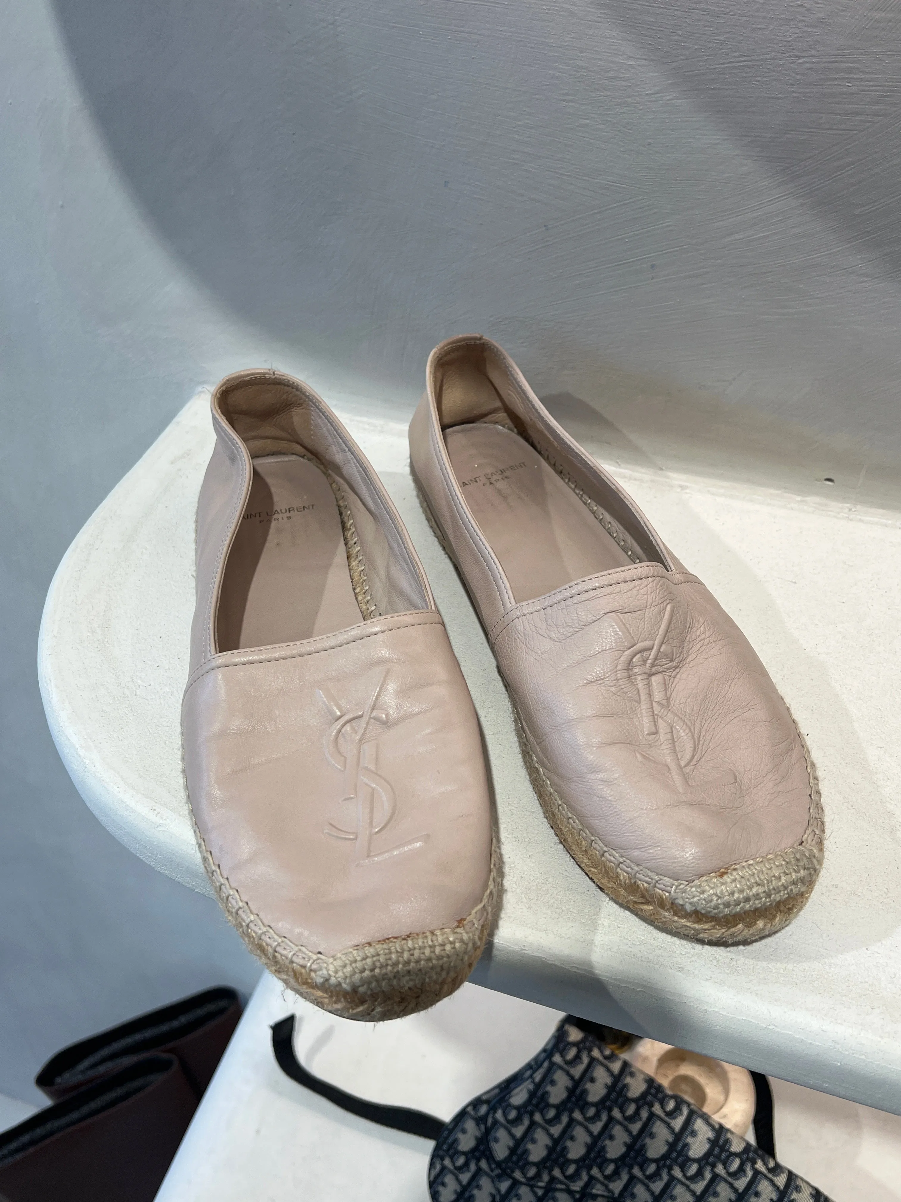 YSL Beige Leather Espadrilles, 39