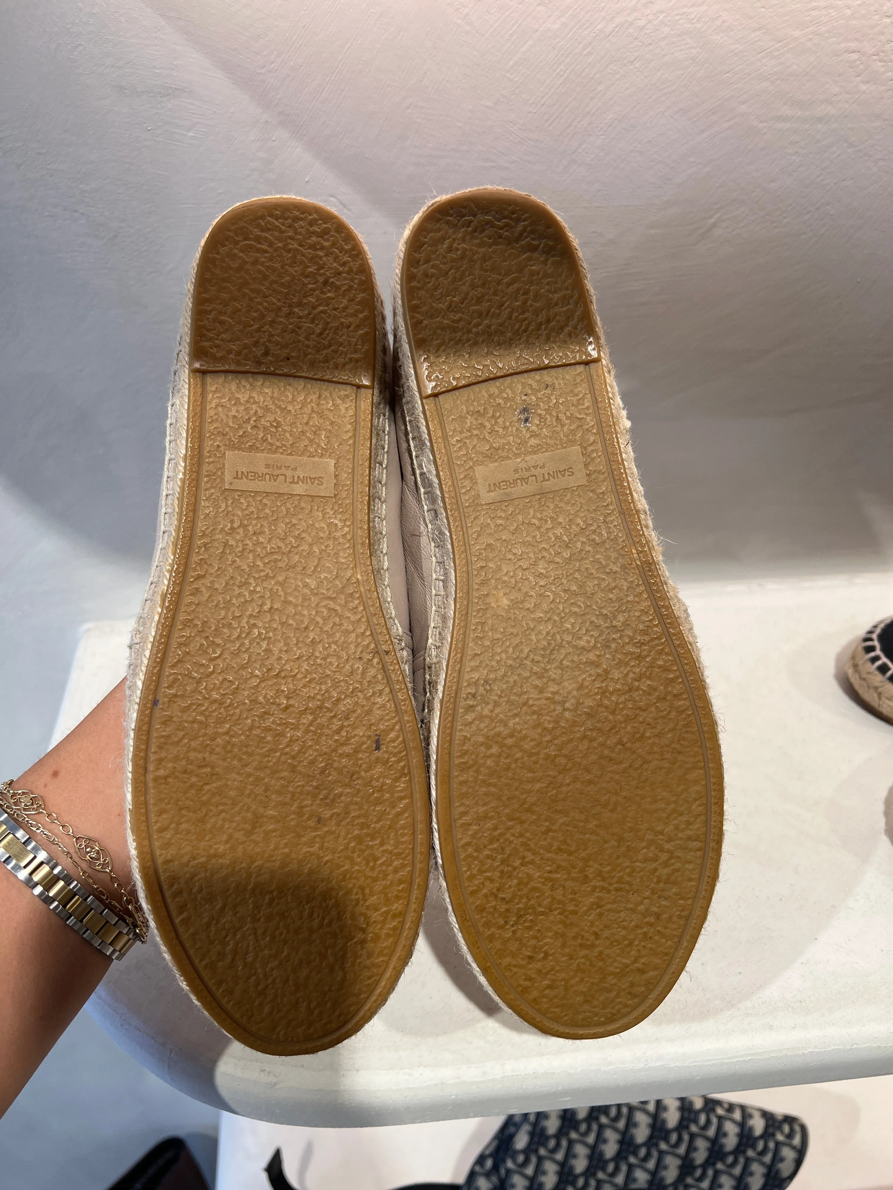 YSL Beige Leather Espadrilles, 39
