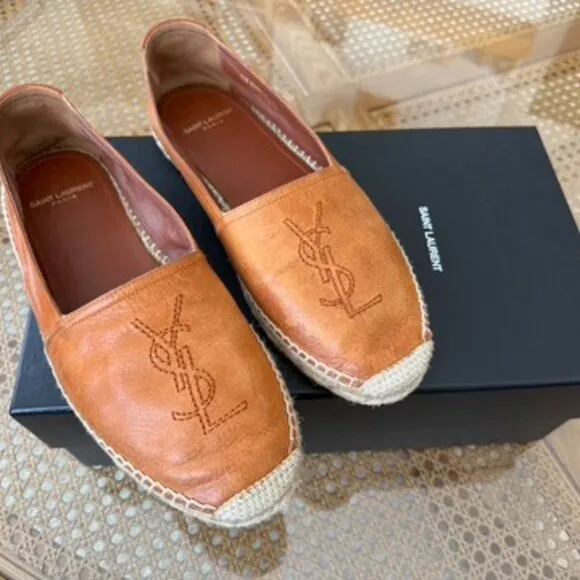 YSL SAINT LAURENT Brown Leather Espadrilles - EU 40 - M7.5/W9