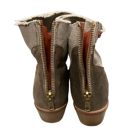 Zadig &amp; Voltaire Suede and Canvas Teddy Boots, Sz 7