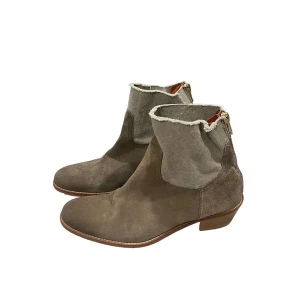 Zadig &amp; Voltaire Suede and Canvas Teddy Boots, Sz 7