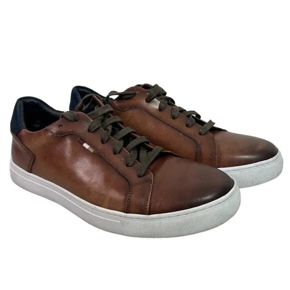 Zanzara Men's Casual Leather Lace-Up Sneakers Mahogany Brown ZZ1775L Size 8