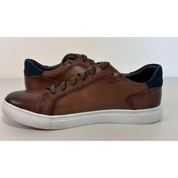 Zanzara Men's Casual Leather Lace-Up Sneakers Mahogany Brown ZZ1775L Size 8