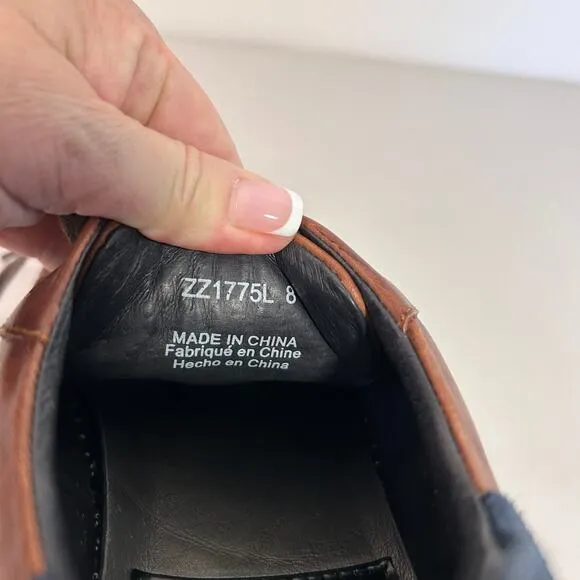 Zanzara Men's Casual Leather Lace-Up Sneakers Mahogany Brown ZZ1775L Size 8
