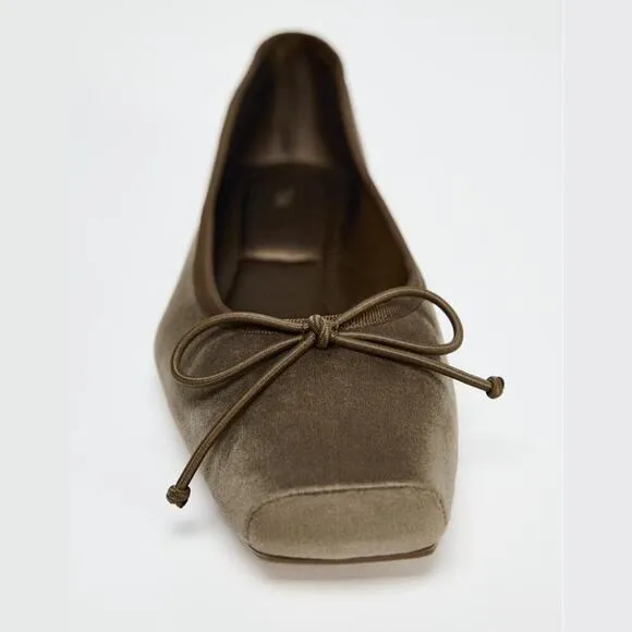 ZARA Bow Detail Ballet Flats NWT