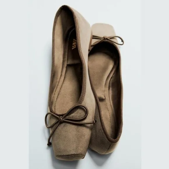 ZARA Bow Detail Ballet Flats NWT