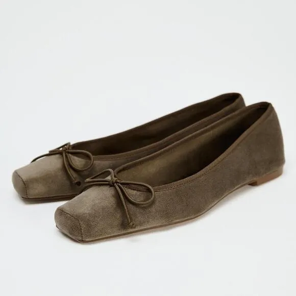 ZARA Bow Detail Ballet Flats NWT