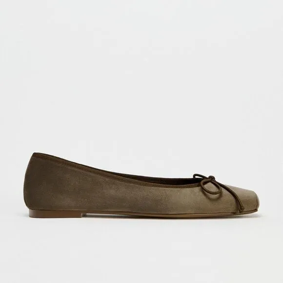 ZARA Bow Detail Ballet Flats NWT