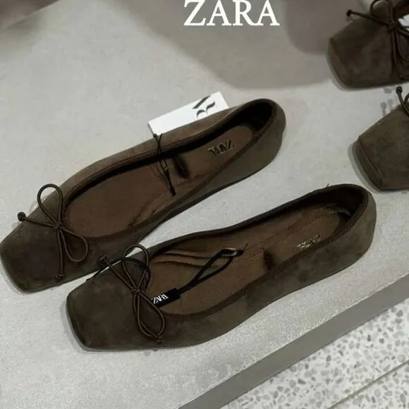 ZARA Bow Detail Ballet Flats NWT
