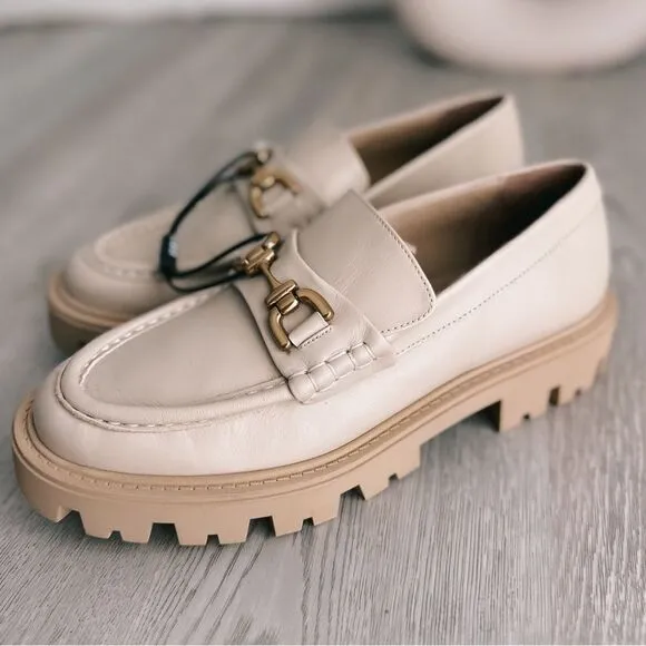 ZARA BUCKLE LEATHER LUG SOLE LOAFERS