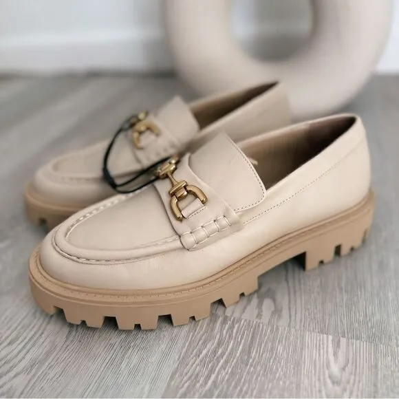 ZARA BUCKLE LEATHER LUG SOLE LOAFERS