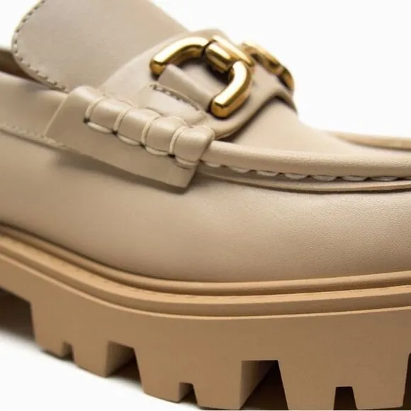 ZARA BUCKLE LEATHER LUG SOLE LOAFERS