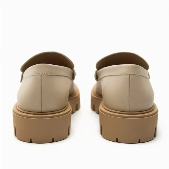 ZARA BUCKLE LEATHER LUG SOLE LOAFERS