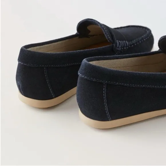 Zara kids, Navy blue, LEATHER LOAFERS