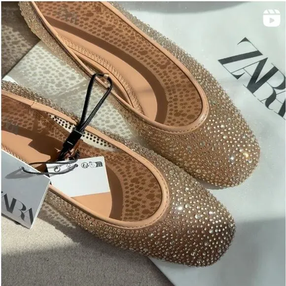ZARA Mesh Ballet Flats NWT
