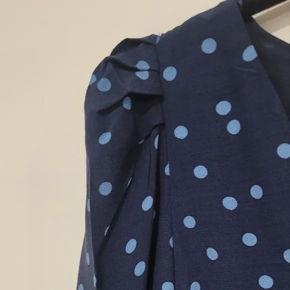 Zara navy blue polka dot dress